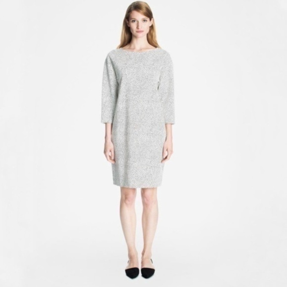 Marimekko Vishnu White with Black Dot Print Midi Scandinavian Shift Dress Size S